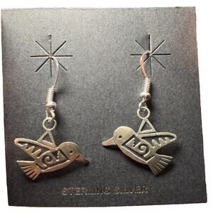 Robert Gene Native American Made Sterling Silver Hummingbird Earrings Stamped